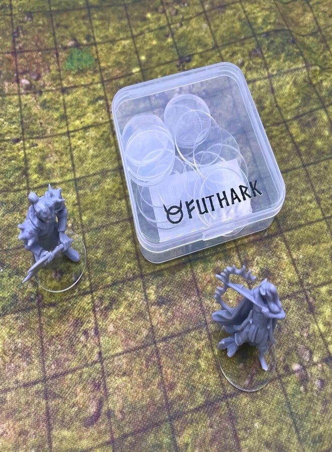 Futhark 1-inch Round Acrylic DND Miniature Base (30 Pieces), Transparent DND Mini Bases for D&D / Dungeons & Dragons, Warhammer and Other RPG Miniatures, DND Character Accessories - Image 1